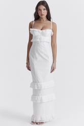 Eve – Weißes Maxikleid mit Lochstickerei